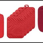 best red pot holders with pockets